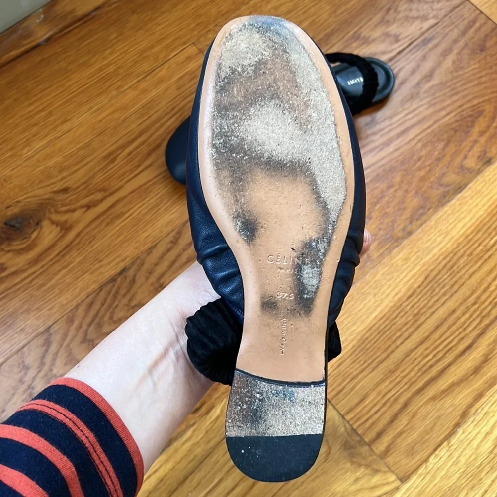 Cèline navy/black leather sling back flats 37.5-excellent condition! - Picture 5 of 8